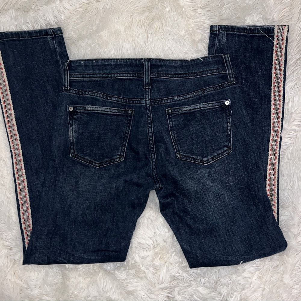 Anthropologie Pilcro Embroidered Side Stripe Slim Boyfriend Jeans, Sz 26/2 - Picture 4 of 11